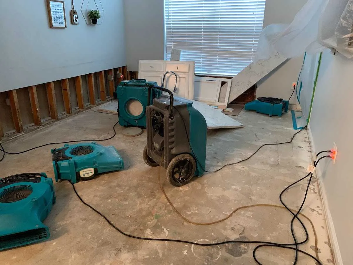Dehumidifier in flood-cut room for Water Damage Restoration in Lewisburg